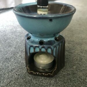 Blue and Brown Ceramic Oil Burner